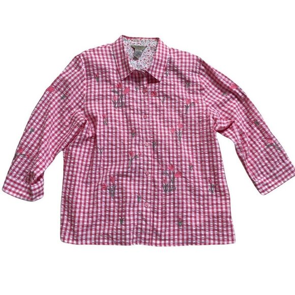 Vintage Teddi Blouse Retro 80s Farmhouse Top XL - Picture 2 of 12